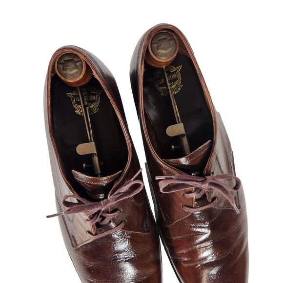 Florsheim Dress Shoes Mens Sz 10.5 C Vtg Derby Brown Lace Up Shoe Trees 625014 - Picture 6 of 13